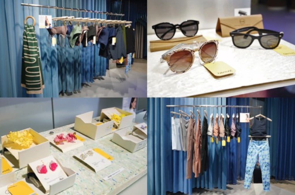 A selection of sustainable brands advocating for the use of recycled ocean plastics to create athleisure wear, swimwear to accessories